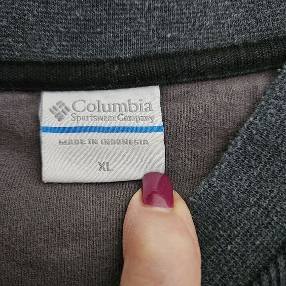 Columbia Men's Sweater Sz M Dark Gray Long Sleeve V-Neck Ribbed Pullover EUC - Picture 7 of 8